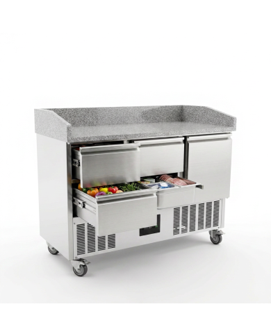 Mesa Pizzera Refrigerada 1 Puerta Y 4 Cajones Marmol Romux ROMUX | Ho