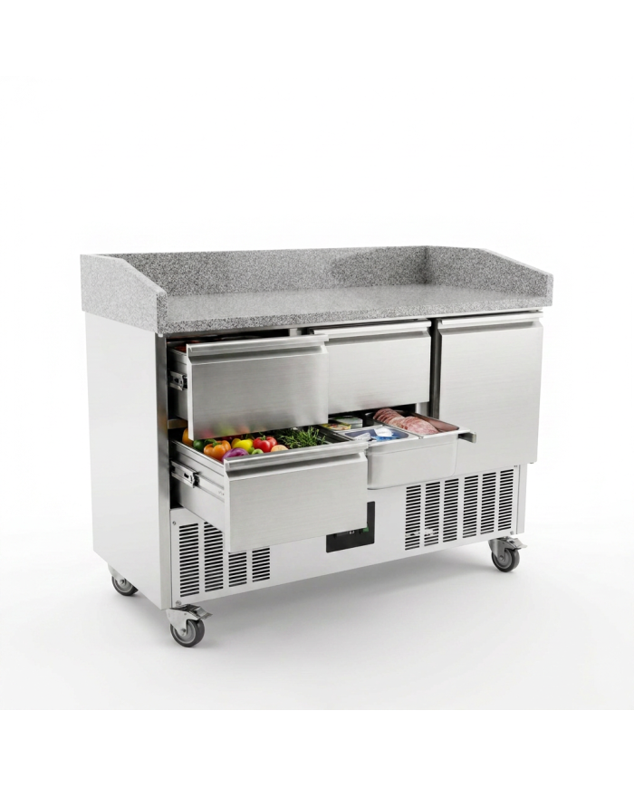 Mesa Pizzera Refrigerada 1 Puerta Y 4 Cajones Marmol Romux ROMUX | Ho