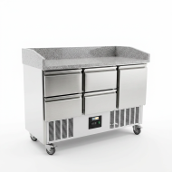 Mesa Pizzera Refrigerada 1 Puerta Y 4 Cajones Marmol Cleiton CLEITON
