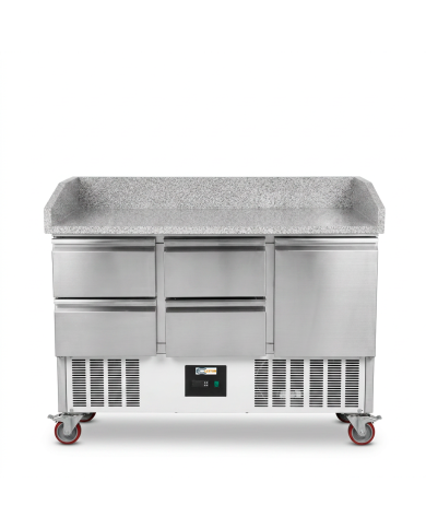 Mesa Pizzera Refrigerada 1 Puerta Y 4 Cajones Marmol Cleiton CLEITON