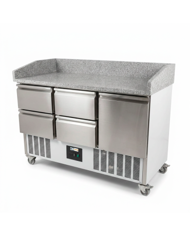 Mesa Pizzera Refrigerada 1 Puerta Y 4 Cajones Marmol Cleiton CLEITON