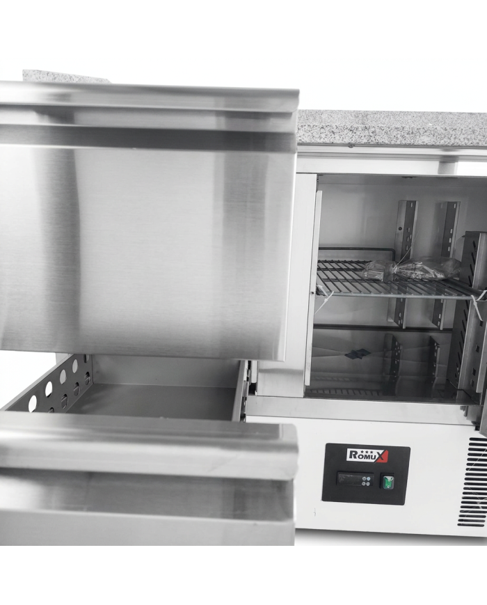 Mesa Pizzera Refrigerada 2 Puertas Y 2 Cajones Marmol Cleiton CLEITON