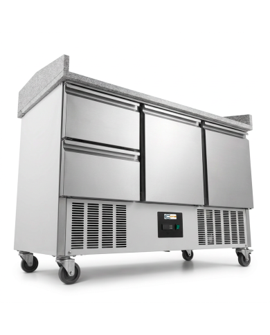 Mesa Pizzera Refrigerada 2 Puertas Y 2 Cajones Marmol Cleiton CLEITON