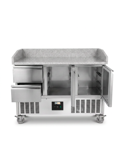Mesa Pizzera Refrigerada 2 Puertas Y 2 Cajones Marmol Cleiton CLEITON