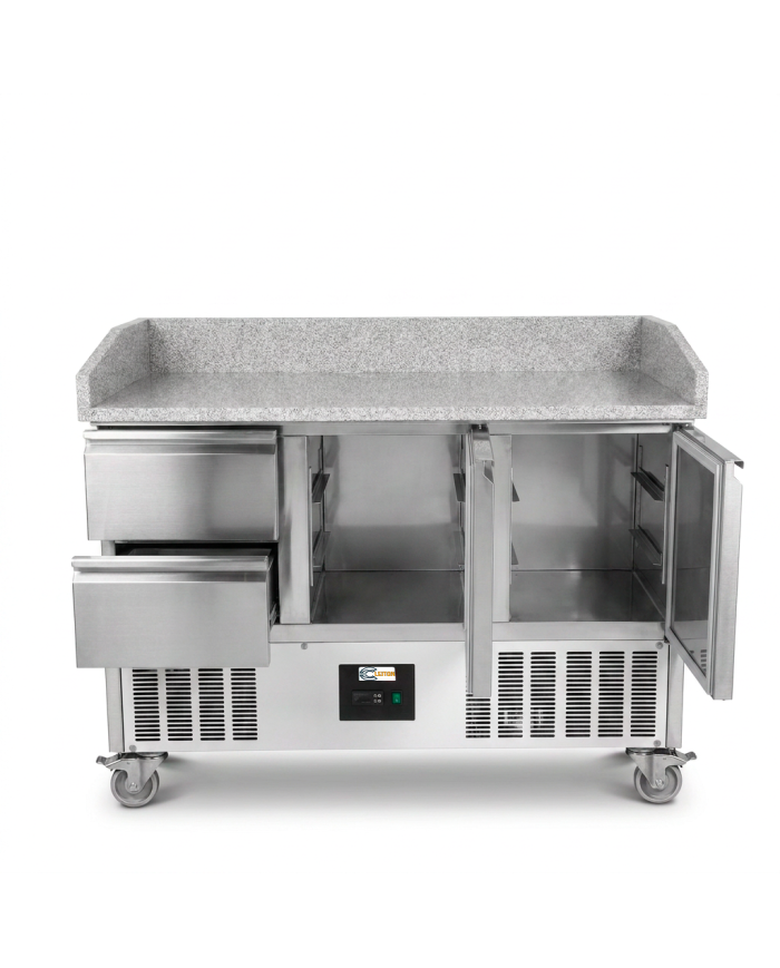 Mesa Pizzera Refrigerada 2 Puertas Y 2 Cajones Marmol Cleiton CLEITON