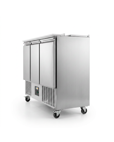 Mesa Fría de Preparación Acero Inoxidable 3 Puertas 368 Litros 137x70 cm Clase A Estática ®Cleiton