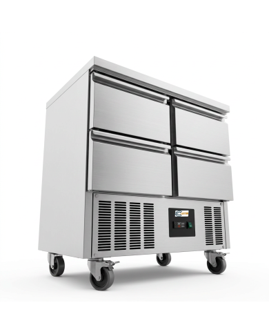 Mesa Fría De Preparación Acero Inoxidable 4 Cajones 220 Litros 90X70 C