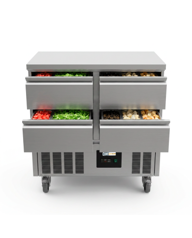 Mesa Fría De Preparación Acero Inoxidable 4 Cajones 220 Litros 90X70 C