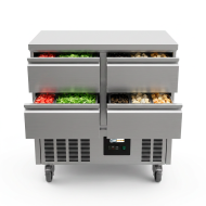 Mesa Fría De Preparación Acero Inoxidable 4 Cajones 220 Litros 90X70 C