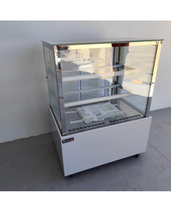 208. Vitrina Pastelera Expositora Refrigerada Cuadrada de Suelo 2 Estantes Blanca 300 Litros Ventilada (FR-20)