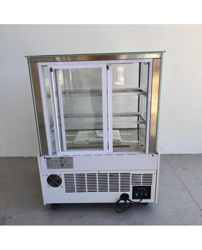 208. Vitrina Pastelera Expositora Refrigerada Cuadrada de Suelo 2 Estantes Blanca 300 Litros Ventilada (FR-20)