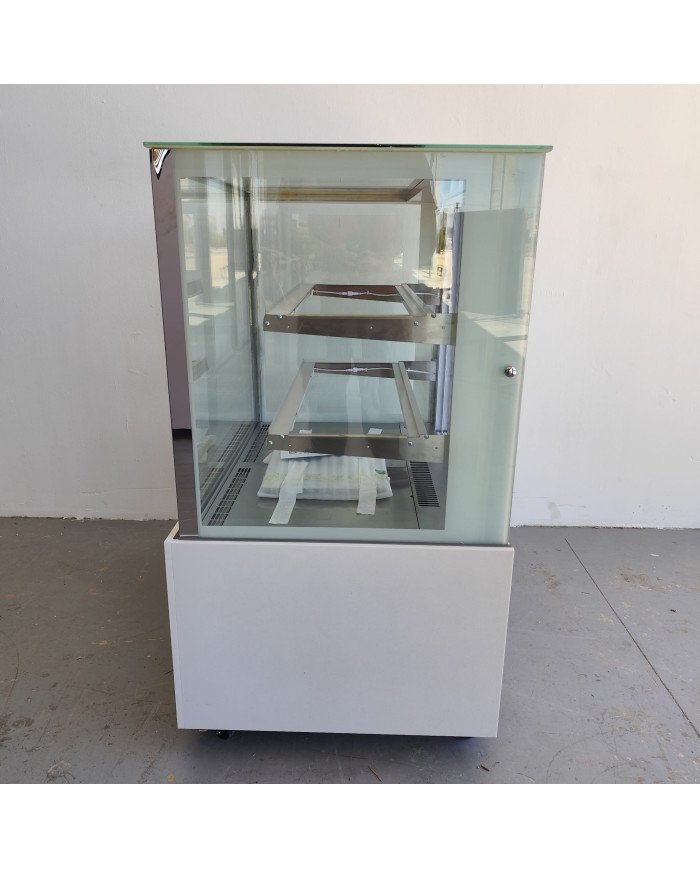 208. Vitrina Pastelera Expositora Refrigerada Cuadrada de Suelo 2 Estantes Blanca 300 Litros Ventilada (FR-20)