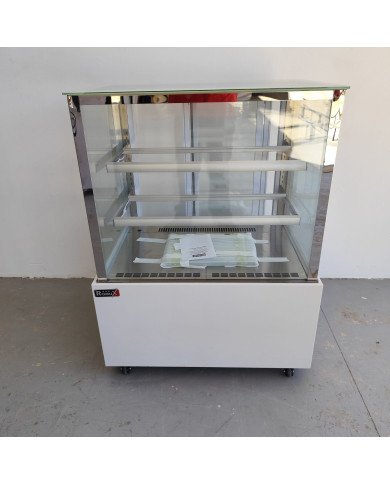 208. Vitrina Pastelera Expositora Refrigerada Cuadrada de Suelo 2 Estantes Blanca 300 Litros Ventilada (FR-20)