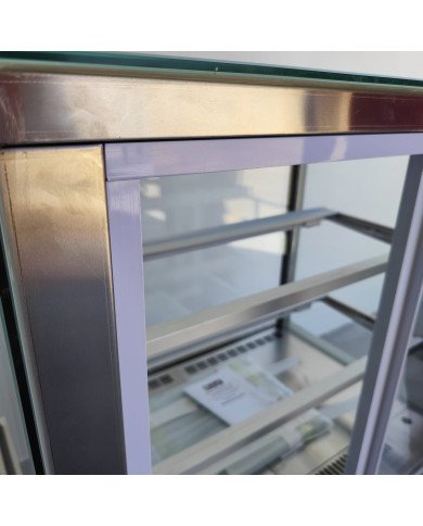 208. Vitrina Pastelera Expositora Refrigerada Cuadrada de Suelo 2 Estantes Blanca 300 Litros Ventilada (FR-20)