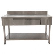 Mesa De Trabajo Mural Con 2 Cajones De Acero Inoxidable Para Hosteleri