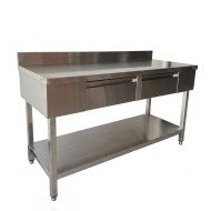 Mesa De Trabajo Mural Con 2 Cajones De Acero Inoxidable Para Hosteleri