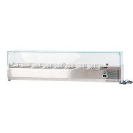 Vitrina refrigerada Romux 180x33 cm - 9 cubetas GN 1/4