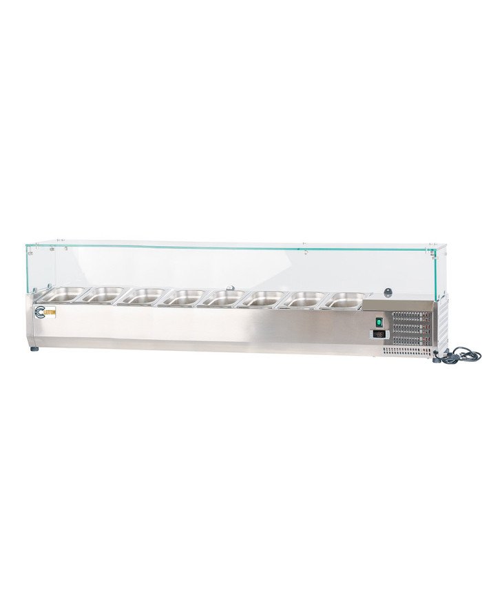 Vitrina refrigerada Cleiton 180x33 cm - 9 cubetas GN 1/4