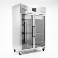 Armario Expositor Refrigerado Acero Inoxidable 1200 Litros 2 Puertas de Cristal 134 cm Ventilado
