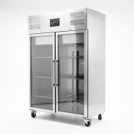 Armario Expositor Refrigerado Acero Inoxidable 1200 Litros 2 Puertas de Cristal 134 cm Ventilado