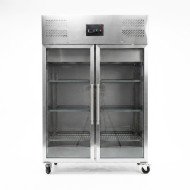 Armario Expositor Refrigerado Acero Inoxidable 1200 Litros 2 Puertas de Cristal 134 cm Ventilado
