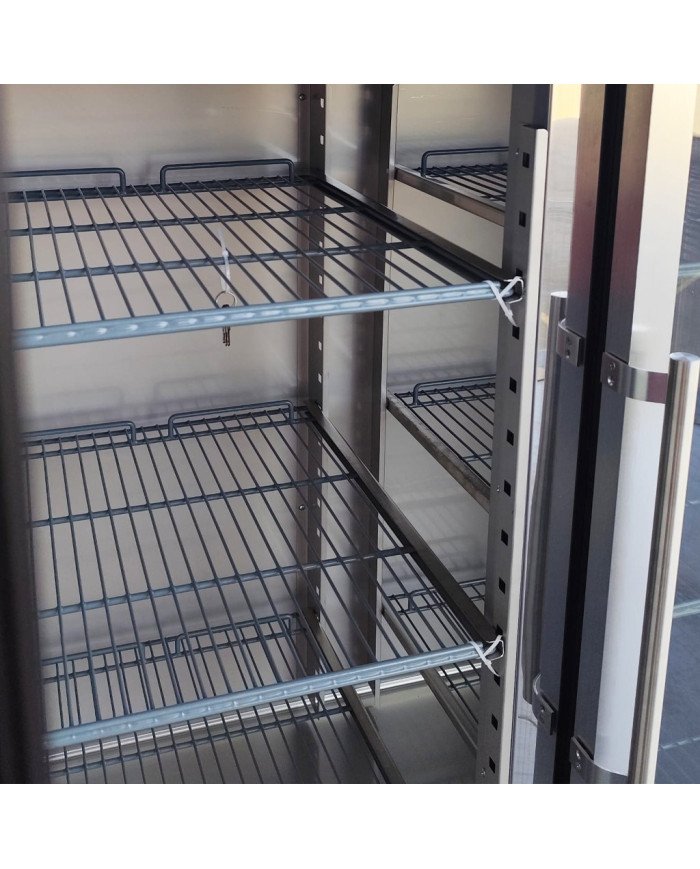 Armario Expositor Refrigerado Acero Inoxidable 1200 Litros 2 Puertas de Cristal 134 cm Ventilado