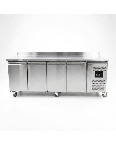Bajo Mostrador de Congelación Acero Inoxidable 553 Litros 4 Puertas de Cristal 223x70 cm Ventilado cLEITON