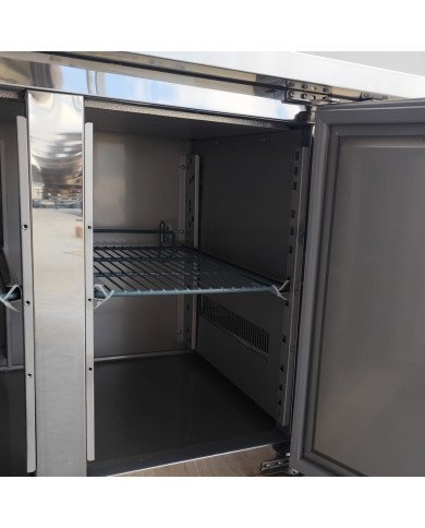 Bajo Mostrador de Congelación Acero Inoxidable 553 Litros 4 Puertas de Cristal 223x70 cm Ventilado cLEITON