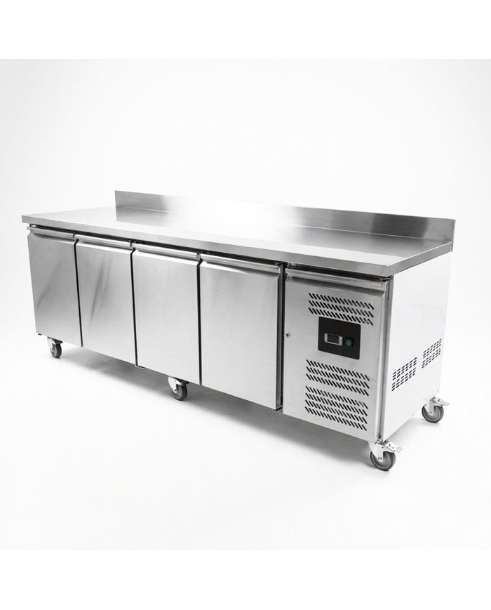 Bajo Mostrador de Congelación Acero Inoxidable 553 Litros 4 Puertas de Cristal 223x70 cm Ventilado Romux