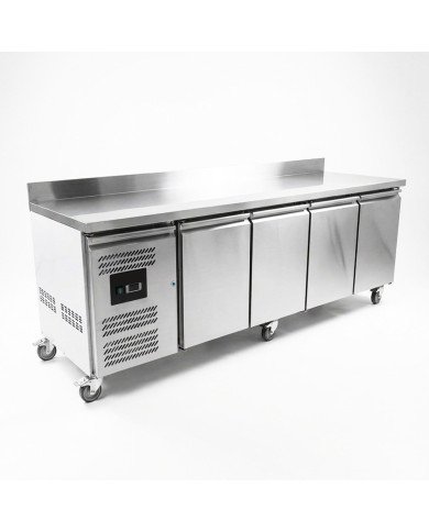 Bajo Mostrador de Congelación Acero Inoxidable 553 Litros 4 Puertas de Cristal 223x70 cm Ventilado Romux