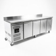 Bajo Mostrador de Congelación Acero Inoxidable 553 Litros 4 Puertas de Cristal 223x70 cm Ventilado Romux