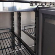 Mesa Fría de Preparación Acero Inoxidable 4 Puertas 553 Litros 223x70 cm Clase A Ventilada Romux | Hosteleria