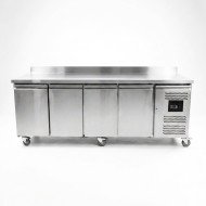 Mesa Fría de Preparación Acero Inoxidable 4 Puertas 553 Litros 223x70 cm Clase A Ventilada Cleiton | Hosteleria