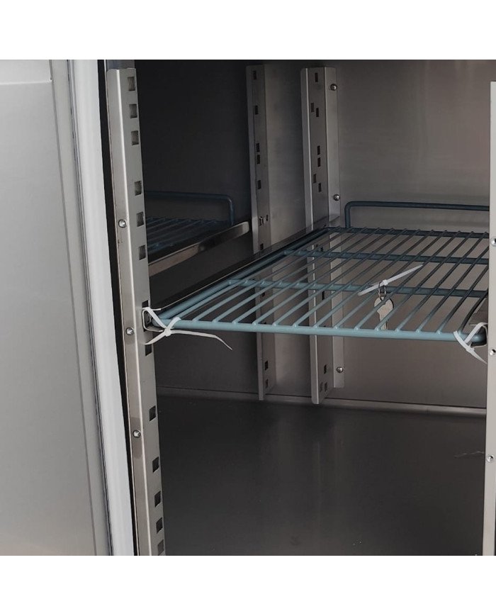 Mesa Fría de Preparación Acero Inoxidable 4 Puertas 553 Litros 223x70 cm Clase A Ventilada Cleiton | Hosteleria