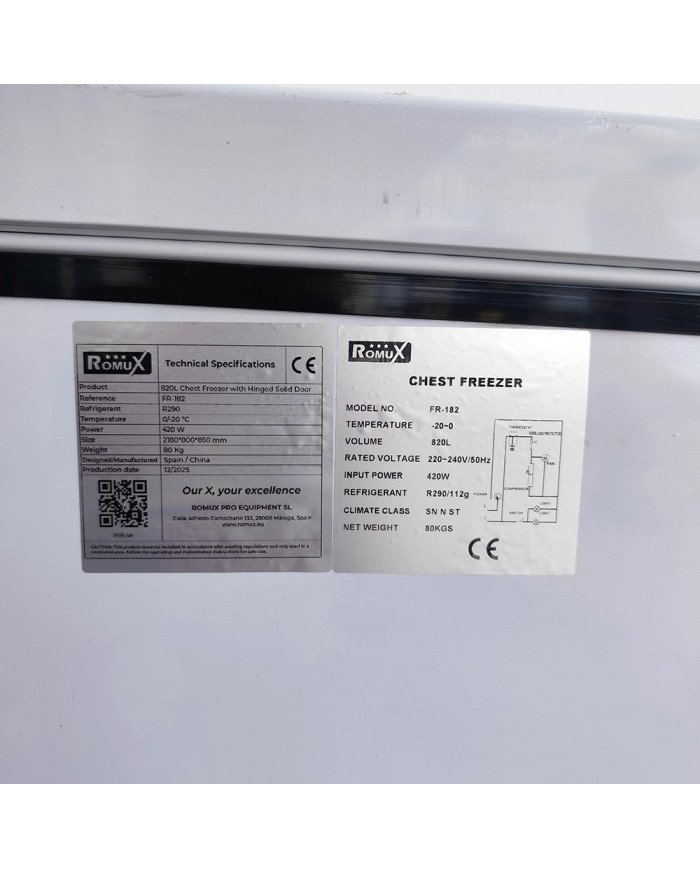 57. Arcón Congelador Horizontal 820 Litros con 2 Puertas Ciega Abatible (FR-182)