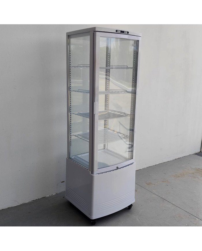 88. Vitrina Pastelera Expositora Refrigerada Vertical de Suelo 4 Estantes con 1 Puerta Blanca 230 Litros Ventilada (FR-138)