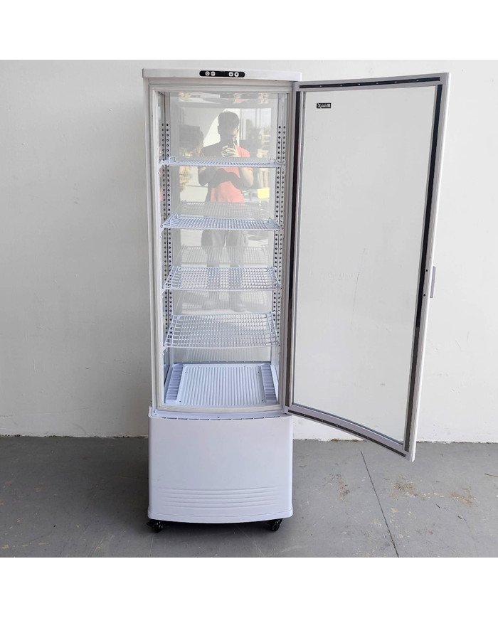 88. Vitrina Pastelera Expositora Refrigerada Vertical de Suelo 4 Estantes con 1 Puerta Blanca 230 Litros Ventilada (FR-138)