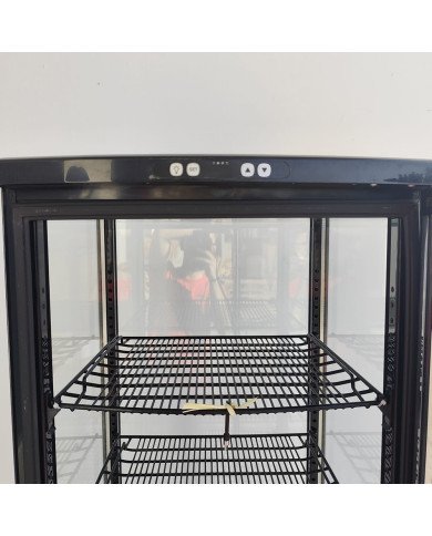86. Vitrina Pastelera Expositora Refrigerada Vertical de Suelo 4 Estantes con 1 Puerta Negra 230 Litros Ventilada