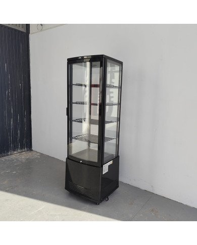 86. Vitrina Pastelera Expositora Refrigerada Vertical de Suelo 4 Estantes con 1 Puerta Negra 230 Litros Ventilada