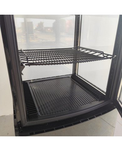 86. Vitrina Pastelera Expositora Refrigerada Vertical de Suelo 4 Estantes con 1 Puerta Negra 230 Litros Ventilada