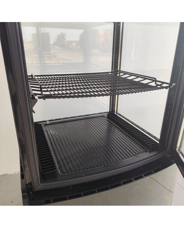 86. Vitrina Pastelera Expositora Refrigerada Vertical de Suelo 4 Estantes con 1 Puerta Negra 230 Litros Ventilada