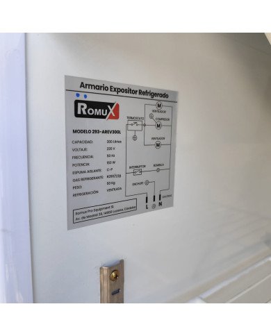 Armario Expositor Refrigerado 300L Ventilado Romux | Equipamiento Industrial