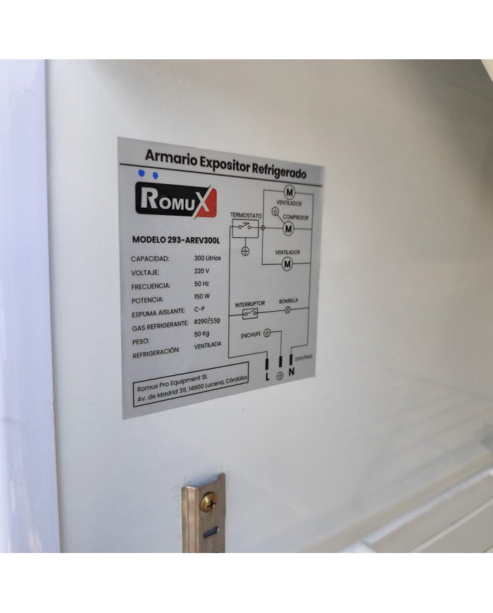 Armario Expositor Refrigerado 300L Ventilado Romux | Equipamiento Industrial