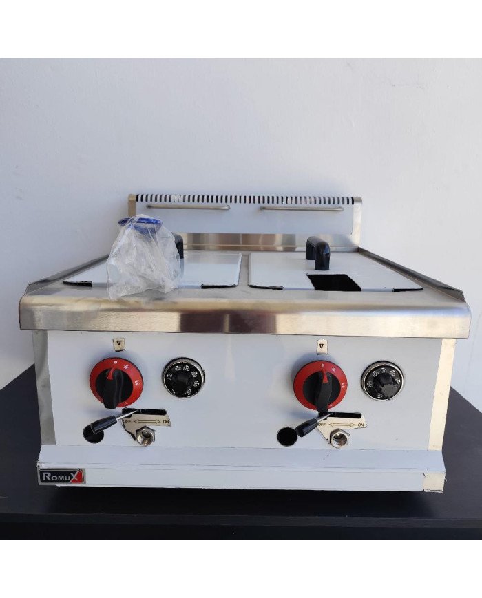 65. Freidora Industrial a Gas Natural de 14+14 Litros Doble Sobremesa  (CC-141) ®Romux