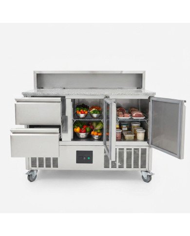 Mesa de Preparación Fría 136 cm 3 puertas CLEITON | Refrigerada