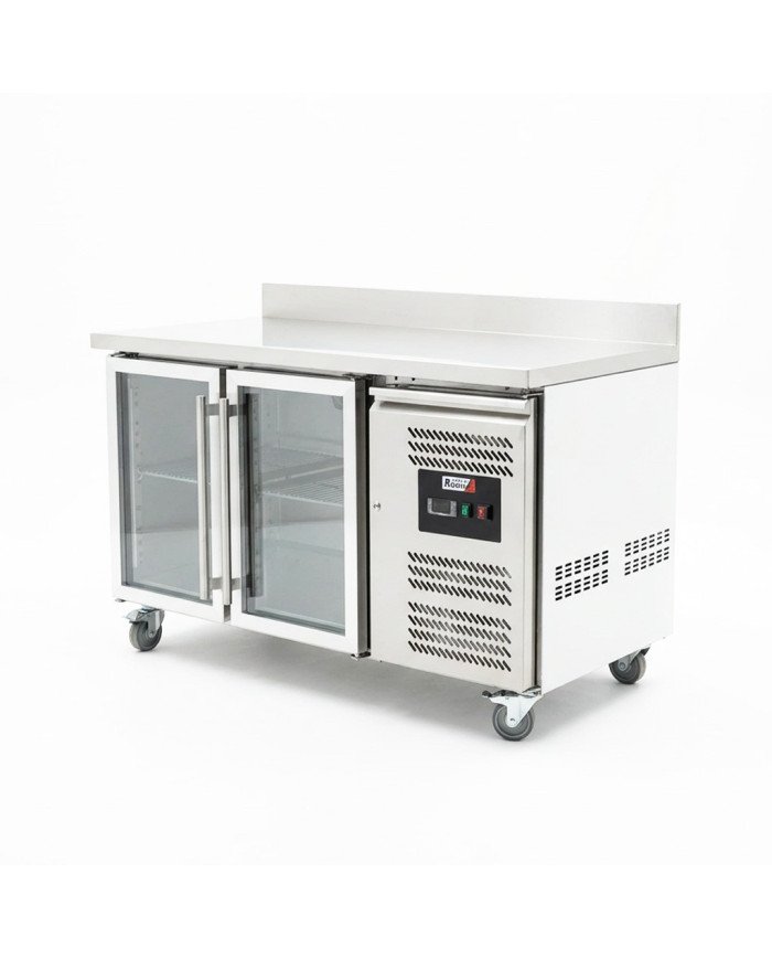 Bajo Mostrador Refrigerado Acero Inoxidable 282 Litros 2 Puertas de Cristal 136x70 cm Ventilado Romux