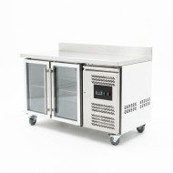Bajo Mostrador Refrigerado Acero Inoxidable 282 Litros 2 Puertas de Cristal 136x70 cm Ventilado Cleiton