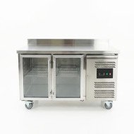 Bajo Mostrador Refrigerado Acero Inoxidable 282 Litros 2 Puertas de Cristal 136x70 cm Ventilado Cleiton