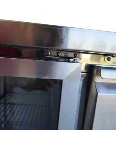 Bajo Mostrador Refrigerado Acero Inoxidable 282 Litros 2 Puertas de Cristal 136x70 cm Ventilado Cleiton