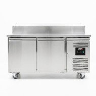 Mesa Ensaladera Refrigerada de 2 Puertas 151x80 cm para Cubetas GN con Tapa Abatible de Acero ROMUX | Hostelería